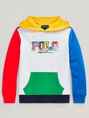 Polo by Ralph Lauren Boys Color-Blocked Spell out Logo Fleece Hoodie